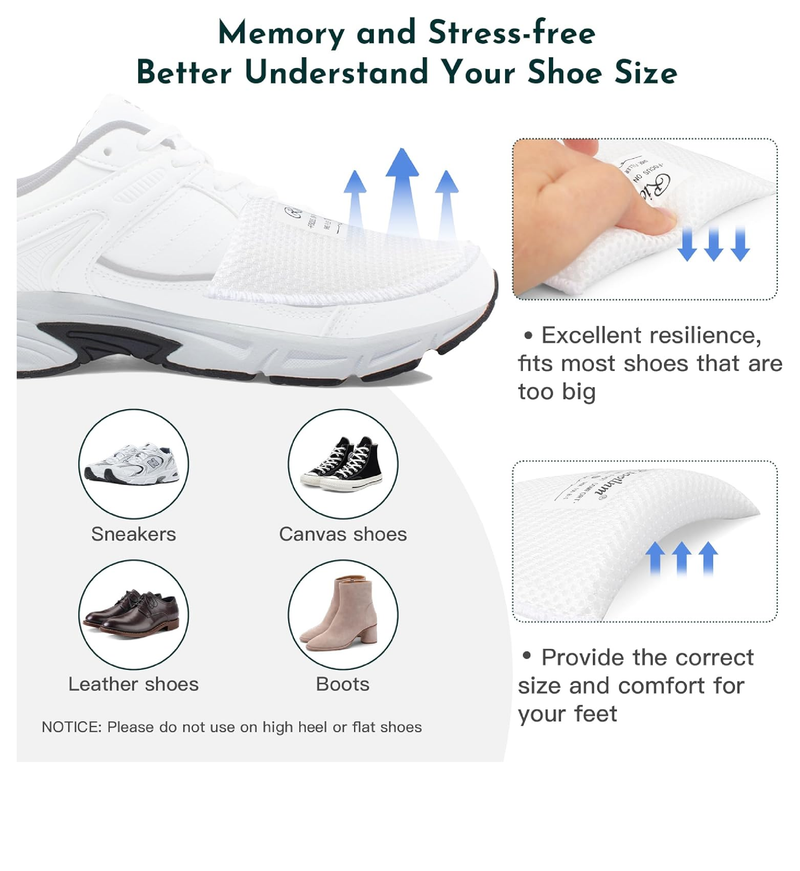 Riootlnm Comfort Fillers for Shoe Too Big, Spacers Cushions Pads for Loose Shoes, Size Reducer Made Shoe Fit Smaller,
