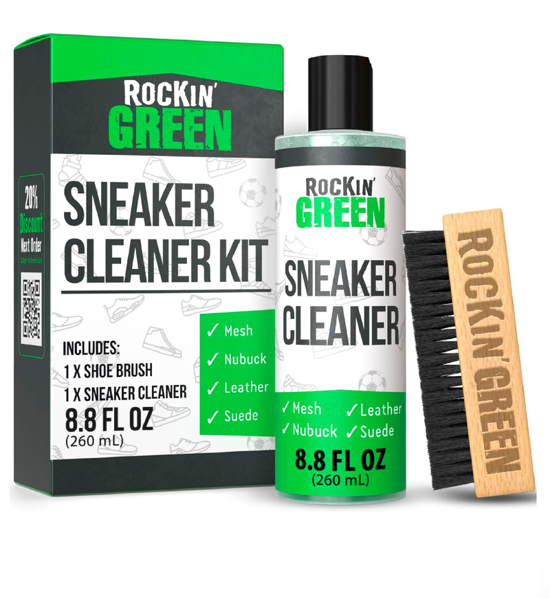 Rockin'Green Shoe Cleaning Kit - Shoe Cleaner Sneakers Solution with Brush Included