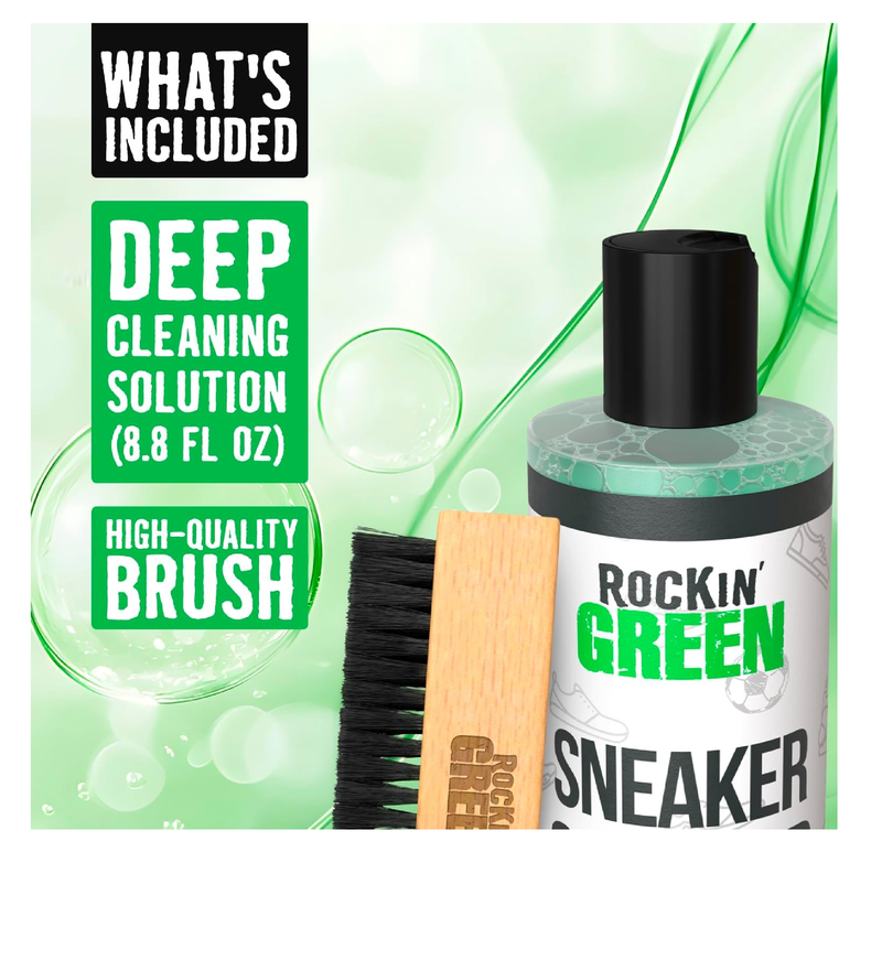 Rockin'Green Shoe Cleaning Kit - Shoe Cleaner Sneakers Solution with Brush Included
