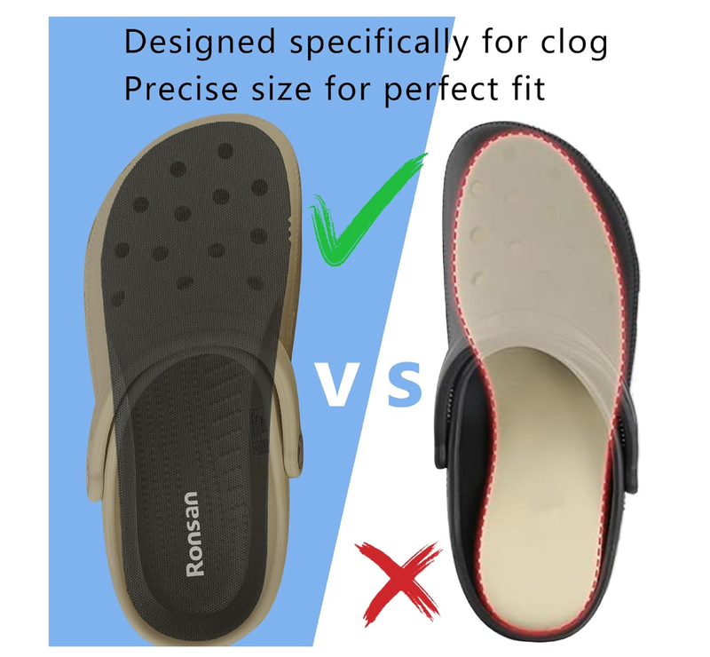 Ronsan 2 Pairs Shoe Insoles of Clog Garden Shoes, Extra Wide Barefoot Shoe Inserts Pads for Nurse Shoes,