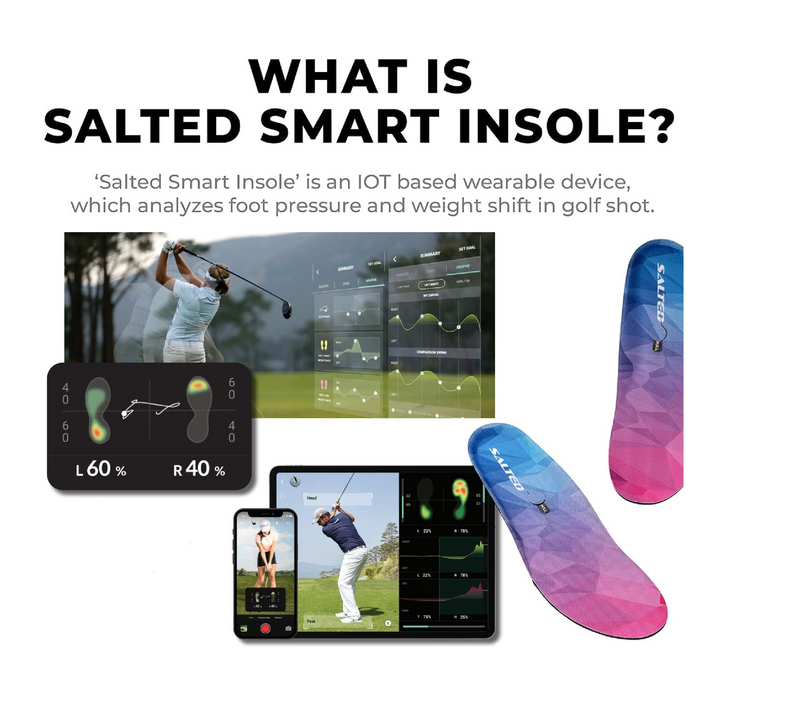SALTED Smart Insole with Motion Sensor - Golf Swing Posture Analysis Trainer - Track Weight Shift for Improves Distance