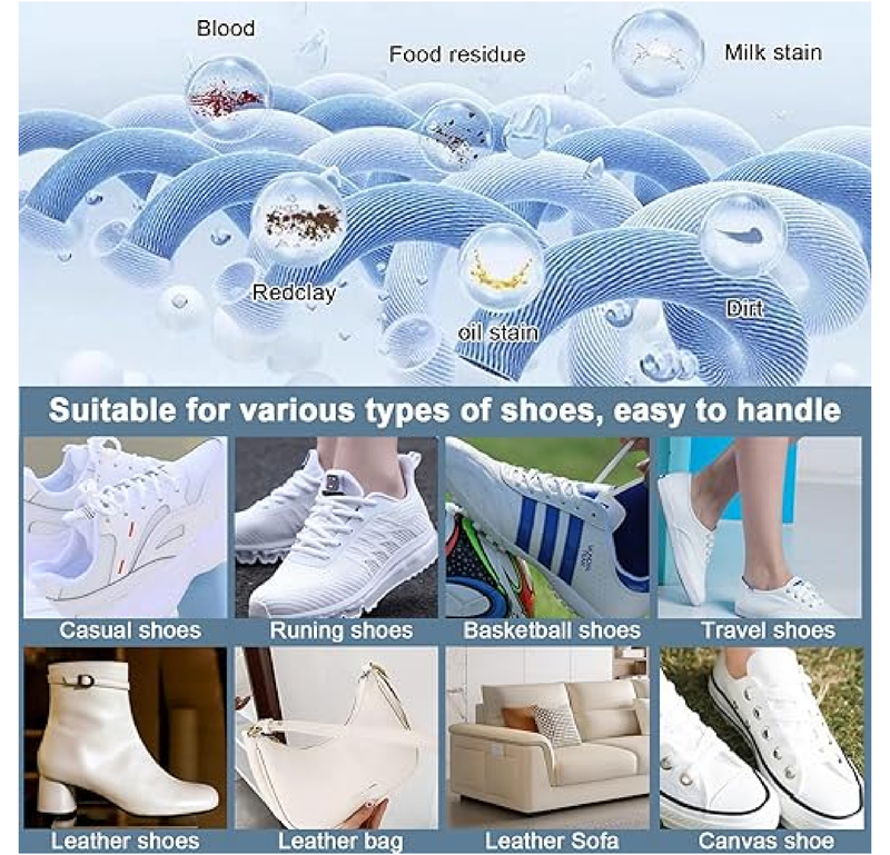 8-in-1 Shoe Cleaner Kit, Quick, Shoe Cleaning for Sneakers, Canvas Plastic Golf Leather Pink and White Shoes,