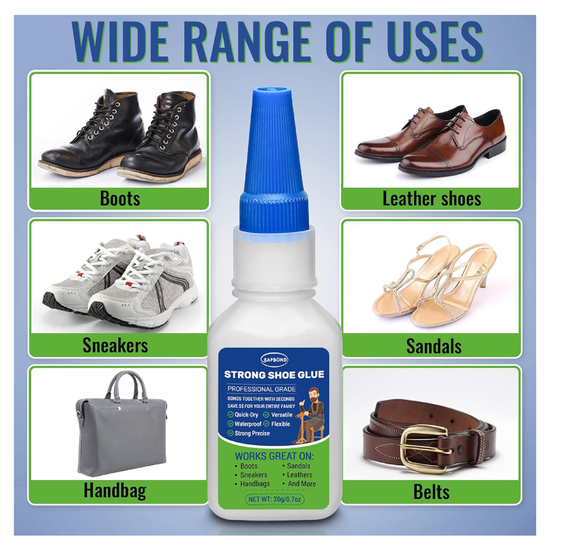 Shoe Glue-Quick Dry Sole Repair Adhesive,Professional Grade Strong Waterproof Clear Repair Glue for Sneakers, Boots,Sandals,Leathers,Handbags and More