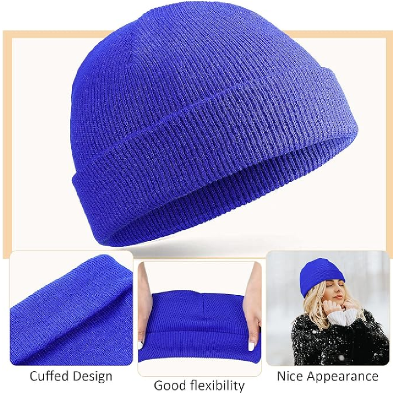 SATINIOR 12 Pieces Winter Beanie Hat Knitted Cuffed Skull Caps Unisex Knit Hat Cozy Watch