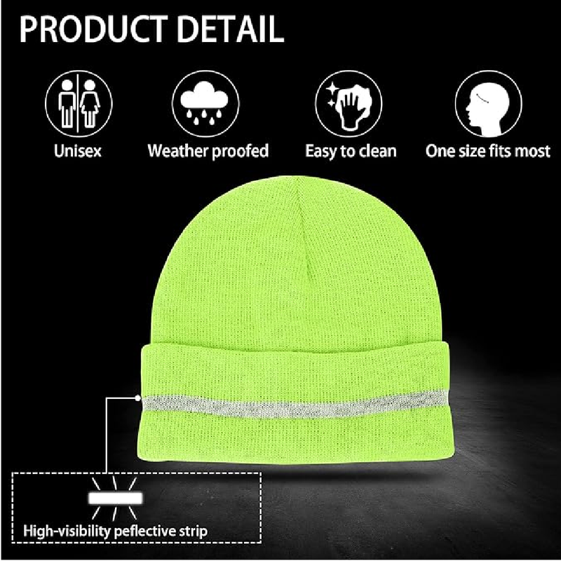 SATINIOR 3 Pieces Reflective Knit Beanie Hats Warm Winter Knitted