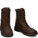 Justin Work Men's Driller 8" Waterproof Composite Toe Boot - Aged Bark (SE462) - Front View