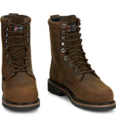 Justin Work Men's Pulley 8" Waterproof Nano Comp Toe Met Guard Boot - Whiskey (SE630) - Front View