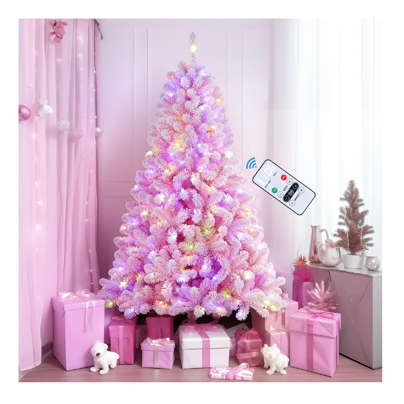 Prelit Artificial Christmas Tree with Remote Control Pencil RGB