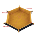 SIQUK 4 Pieces Dice Tray Set Foldable Dice Trays Hexagon Dice Rolling Tray PU Leather Dice Holder for Dice Games Like RPG DND and Other Table Games Orange Yellow Cyan Violet