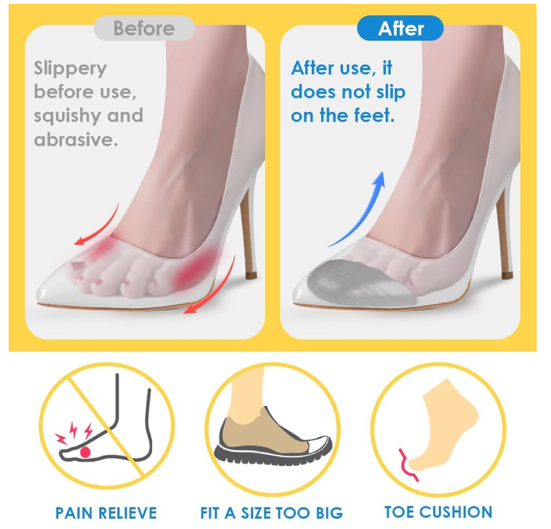 SQHT Shoe Filler for Too Loose Shoes, Soft Memory Foam Toe Cushion Inserts to Make Big Shoes Fit Tighter,