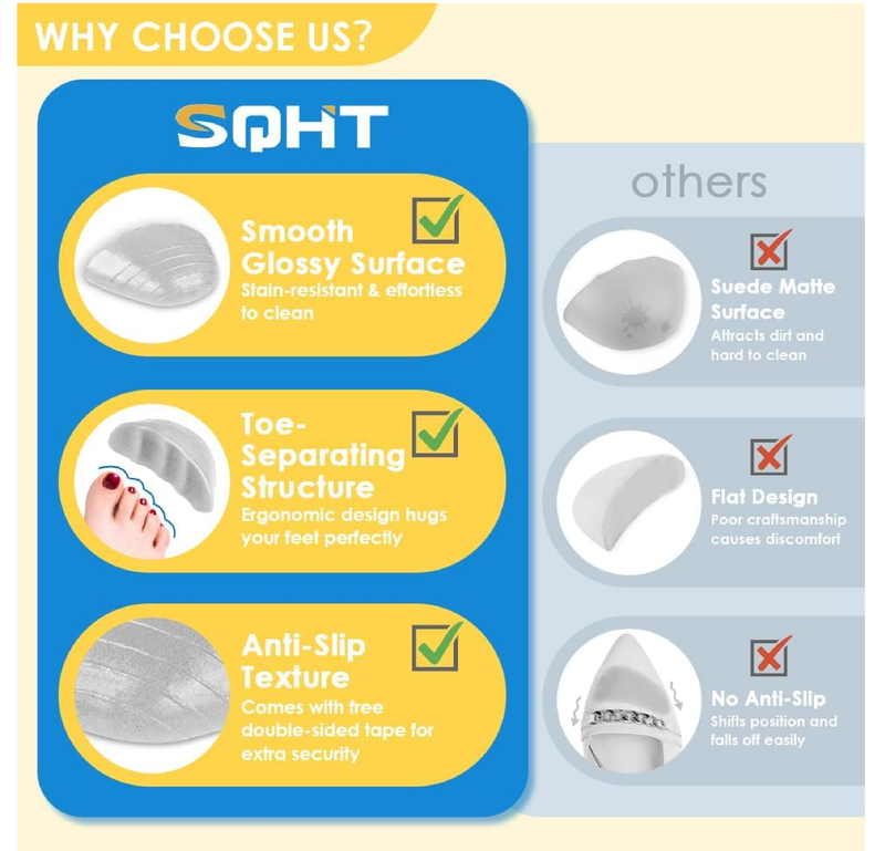 SQHT Shoe Filler for Too Loose Shoes, Soft Memory Foam Toe Cushion Inserts to Make Big Shoes Fit Tighter,