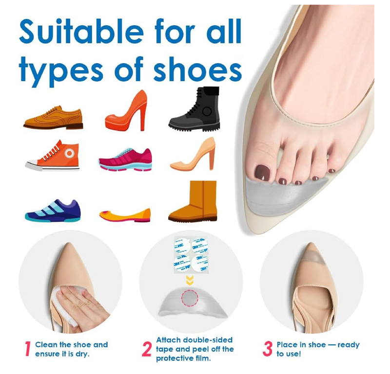 SQHT Shoe Filler for Too Loose Shoes, Soft Memory Foam Toe Cushion Inserts to Make Big Shoes Fit Tighter,
