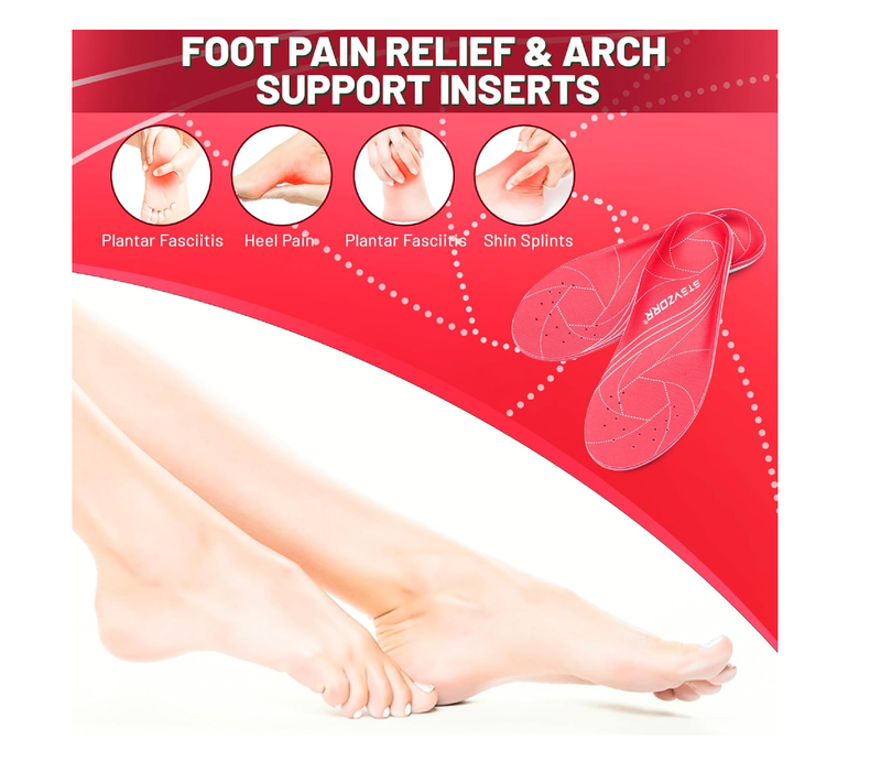 STSVZORR 230 lbs+ Plantar Fasciitis Insole High Arch Support Insert Foot Pain Relief Women