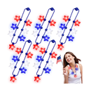 SURCVIO 4th of July Accessories 5 Pack Light Up Necklaces with 6 Different Modes Red White and Blue American Flag Star National Independence