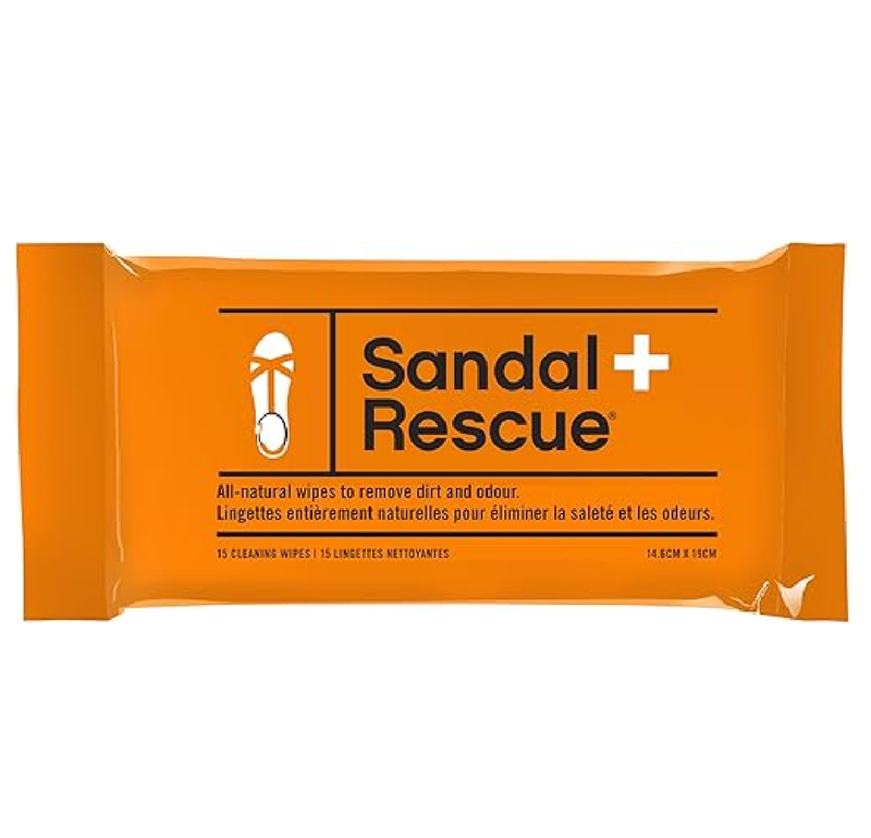 SandalRescue All-Natural Sandal Cleaning Wipes | Re-sealable Pack of 15 Wipes | Remove Dirt & Oil Footprints from