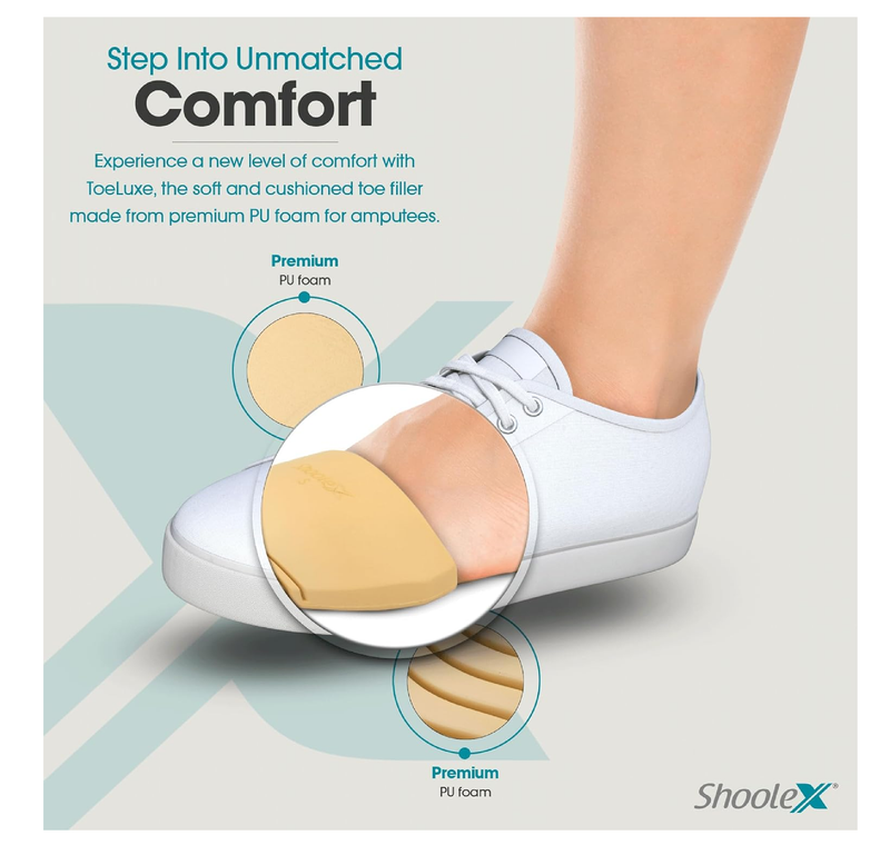 ToeLuxe Amputee Toe Filler Shoe Filler Insert Soft PU Foam Customizable Size Reusable for Different Shoes