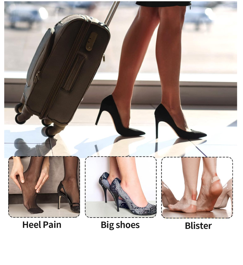 Sibba 2 Pair Heel Grips Shoes Pads for Shoes Too Big Self-Adhesive Foot Cushions Pads for Women