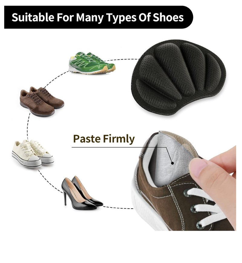 Sibba 2 Pair Heel Grips Shoes Pads for Shoes Too Big Self-Adhesive Foot Cushions Pads for Women