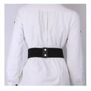 Simple Black Wide PU Girdle Casual Elastic Waistband Classic Dress Coat Girdle Belt For Women