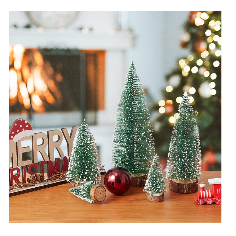 Mini Christmas Tree, Desktop Miniature Pine Tree, Tabletop Small Pine Tree Decor Christmas Tree Toppers 5Pcs, Bottle Brush Christmas Trees Christmas Decorations Indoor