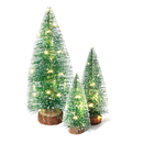 Small Christmas Tree with Lights, Mini Christmas Tree Table Top Decorations, Desktop Miniature Pine Tree Xmas Holiday Decor, 3Pcs with Light