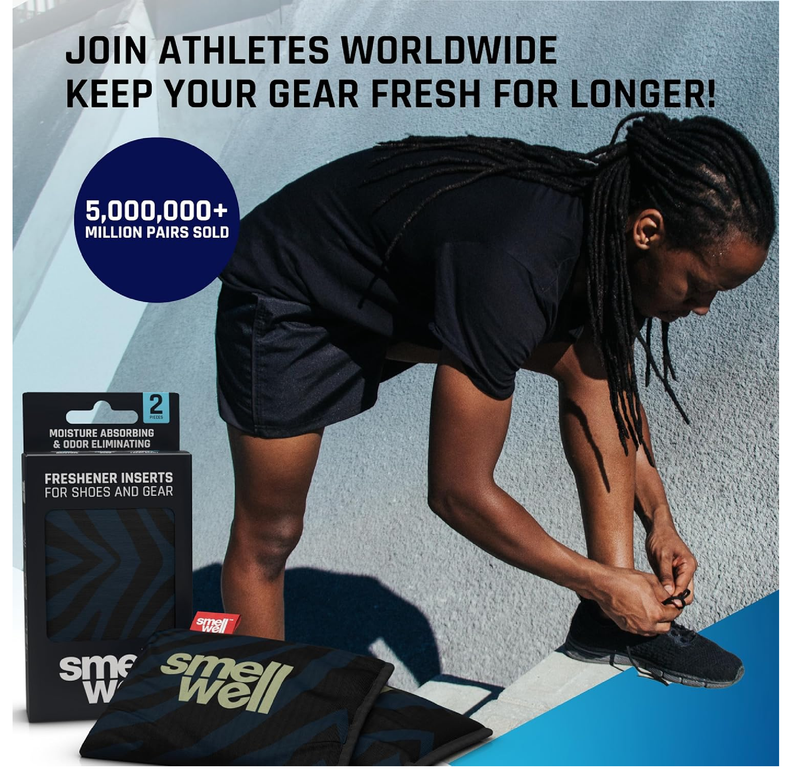 SmellWell - Scented Shoe Deodorizer Inserts - Odor Eliminators - Activated Bamboo Charcoal + Minerals