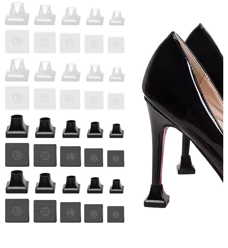 20 Pairs High Heel Protectors - 5 Sizes, Repair Caps & Stoppers for Outdoor Weddings & Events