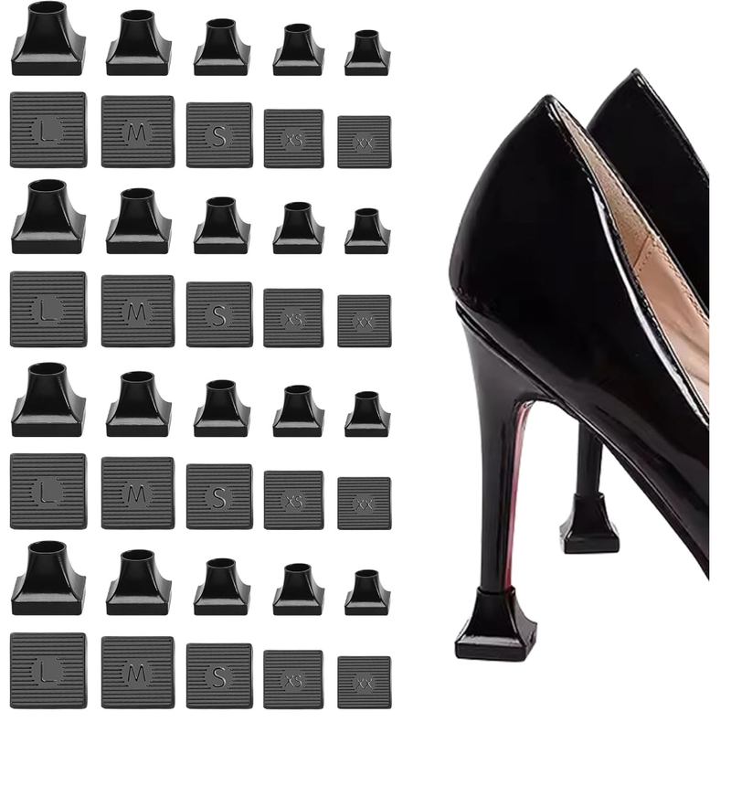 20 Pairs High Heel Protectors - 5 Sizes, Repair Caps & Stoppers for Outdoor Weddings & Events