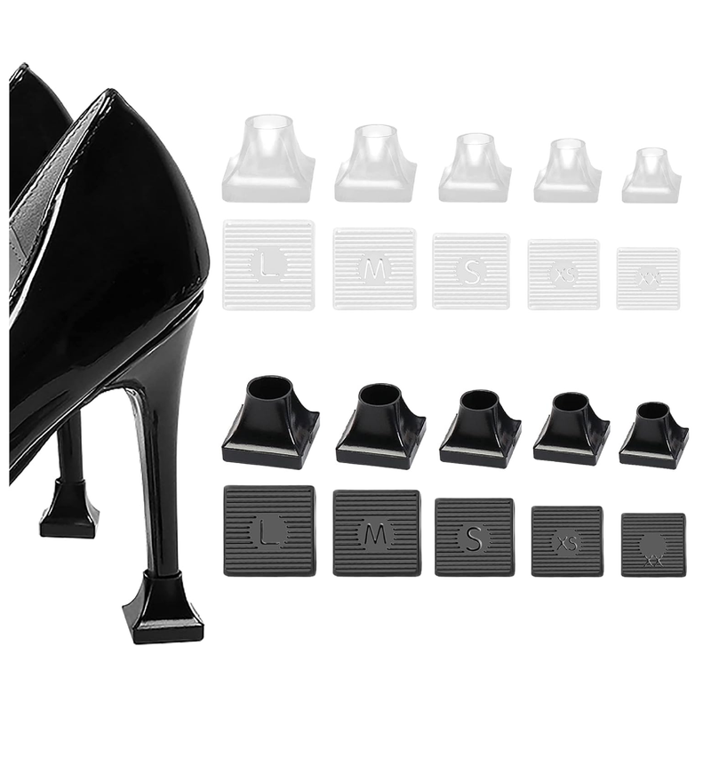 20 Pairs High Heel Protectors - 5 Sizes, Repair Caps & Stoppers for Outdoor Weddings & Events