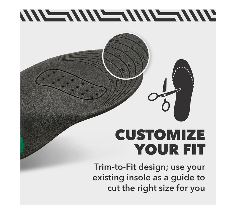 Spenco Lower Back Support Insole, Trim to Fit, Men's 7-13 / Women's 5-11
