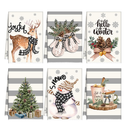 Sratte 6 Pcs Winter Kitchen Towels Snowmen Deer Hand Towels 23.62 x 15.75 Inch Absorbent Christmas Dish Towels Snowflake Decorative Tea Towel Kitchen Decor for Housewarming Holiday Gifts