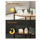 Statue Miniature Christmas Decorations Village, Set of 4 Resin Lighted Collectible Buildings White House and Xmas Trees