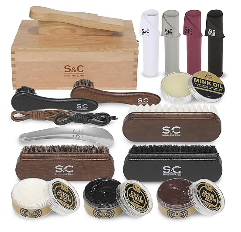 Original Shoe Polish & Care Kit - Leather Shoe Shine Kit for Men & Women w/Brown, Black, Neutral Polish Leather Boot Care Kit