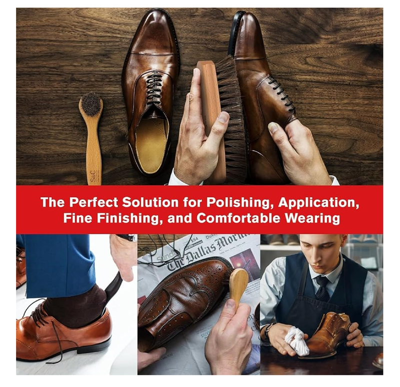 Stone and Clark 11 PC Shoe Shine Kit - Premium Shoe Polish Kit for Shoes - Black, Brown & Neutral Shoe Creams