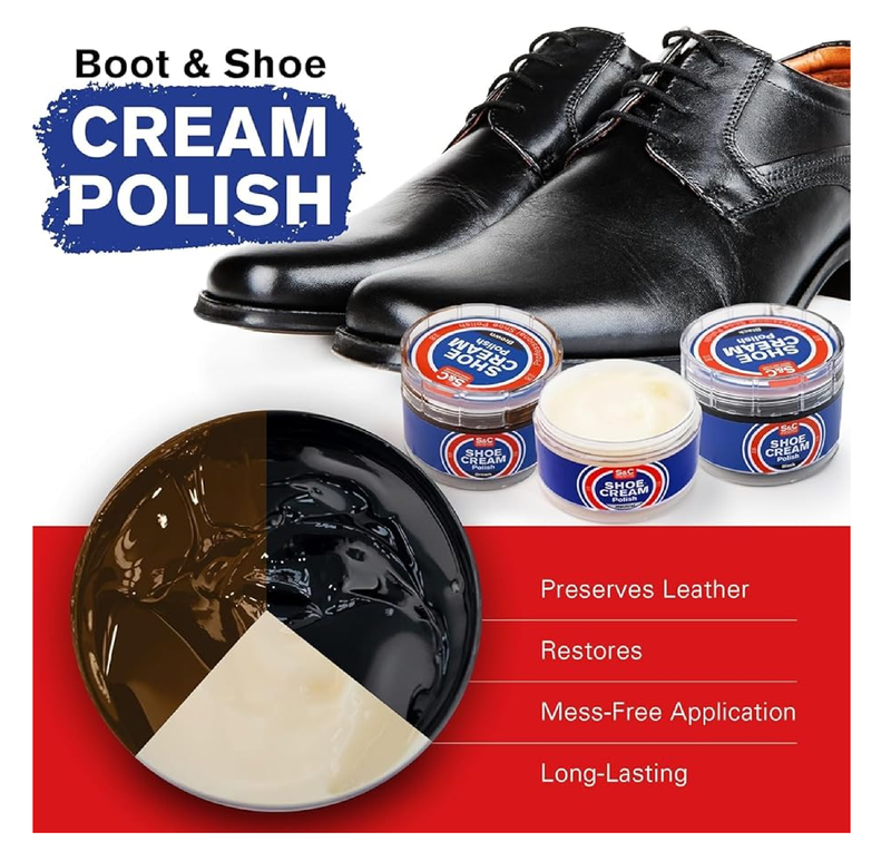 Stone and Clark 11 PC Shoe Shine Kit - Premium Shoe Polish Kit for Shoes - Black, Brown & Neutral Shoe Creams