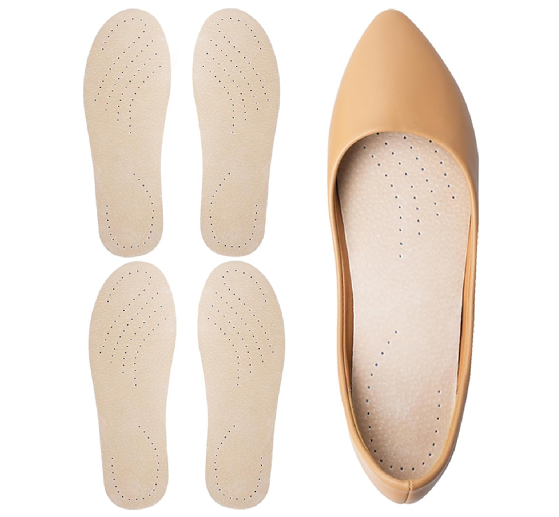 Leather Sockless Shoe Insoles，Handmade Barefoot Inserts, Thin Dress Shoe Inserts for