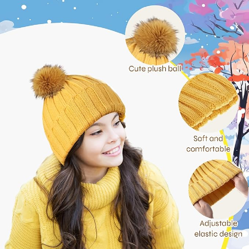Suhine 12 Pcs Womens Winter Knitted Beanie Hats Warm Thick Beanie Hat with Faux 