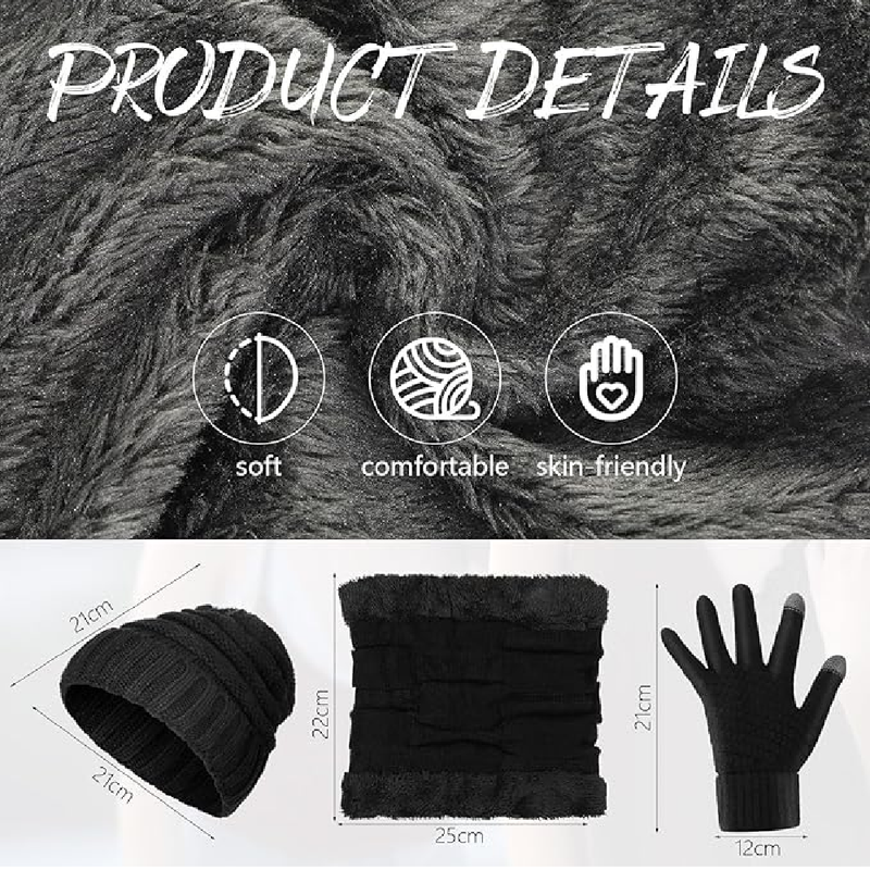 Suhine 27 Pieces Winter Beanie Hats Scarf Gloves Set Warm Knit