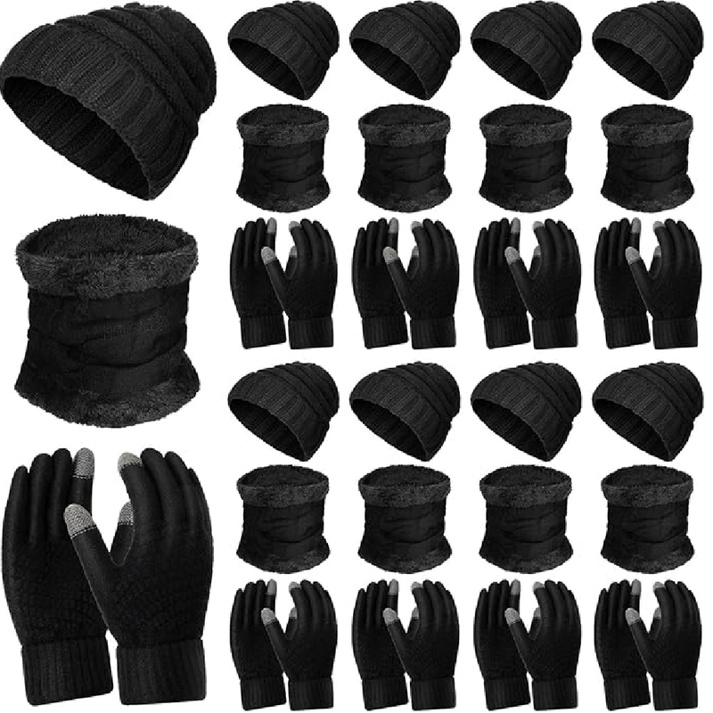 Suhine 27 Pieces Winter Beanie Hats Scarf Gloves Set Warm Knit