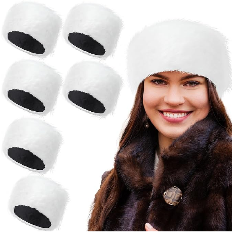 Suhine 6 Pcs Women's Faux Fur Hat for Winter Russian Style Hats Cute Women