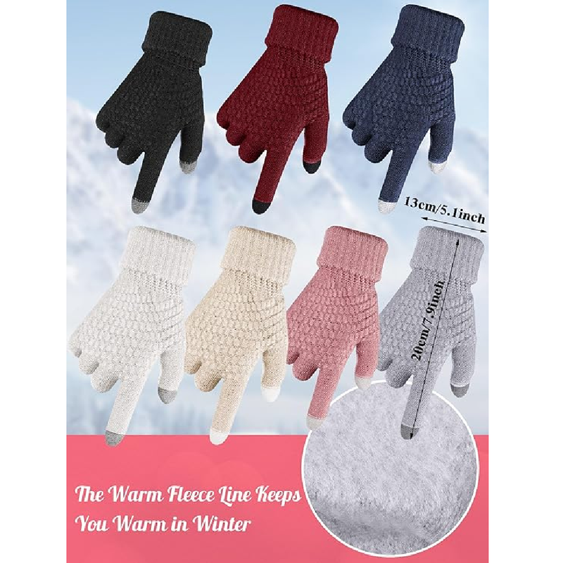 Suhine 8 Set Winter Glove and Hat Set 8 Pcs Warm Knitted Winter Hats