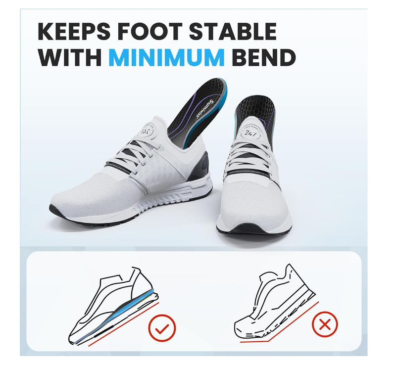 Carbon Fiber Insole for Men & Women - Sumiwish（1 Pair） High Arch & Rigid Support Shoe Insert