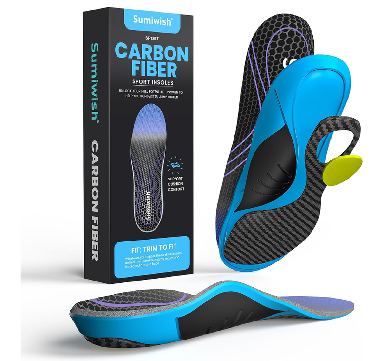 Carbon Fiber Insole for Men & Women - Sumiwish（1 Pair） High Arch & Rigid Support Shoe Insert
