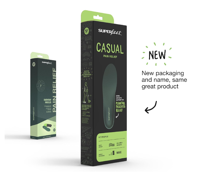 Superfeet Casual Pain Relief Insoles (Everyday) - Trim-to-Fit Arch Support Shoe Inserts for Plantar Fasciitis
