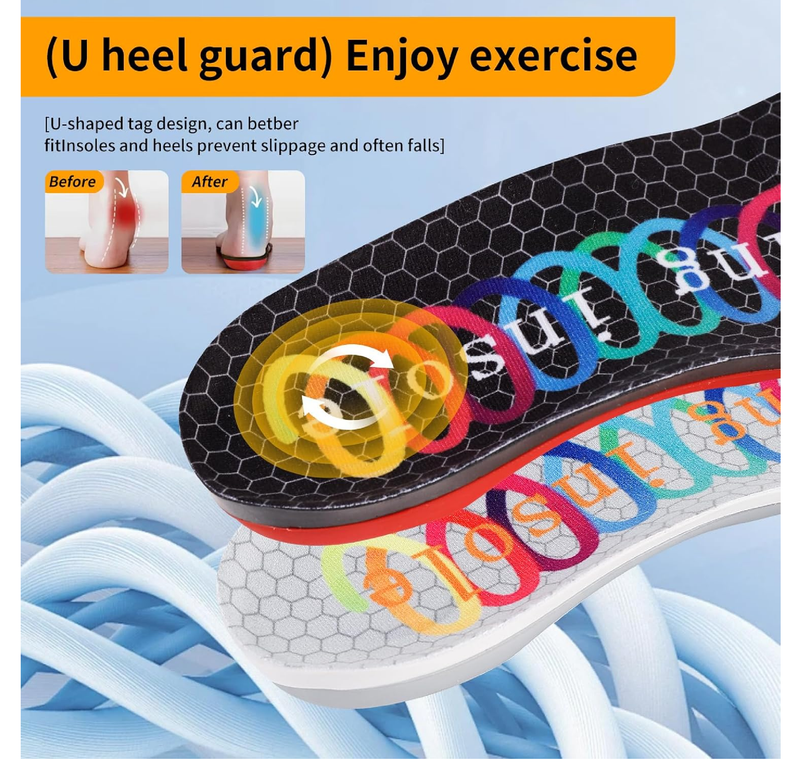 Heavy Duty Support - Over 220 Lbs of Plantar Fasciitis Arch Support Insoles with Airbag Springs for High Shock