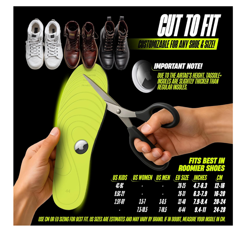 AirTag Shoe Insole - Comfortable & Secure AirTag Shoe Insert for Safety | GPS Tracker Insole
