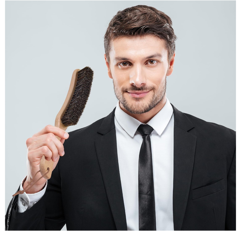 Lint Brush for Clothes with 100% Soft Horse Hair Bristle, Large Beech Wood Handle, Lint Remover for Hat, Pet Hair, Suits, Cashmere, Wool, Velvet, Suede, Shoe