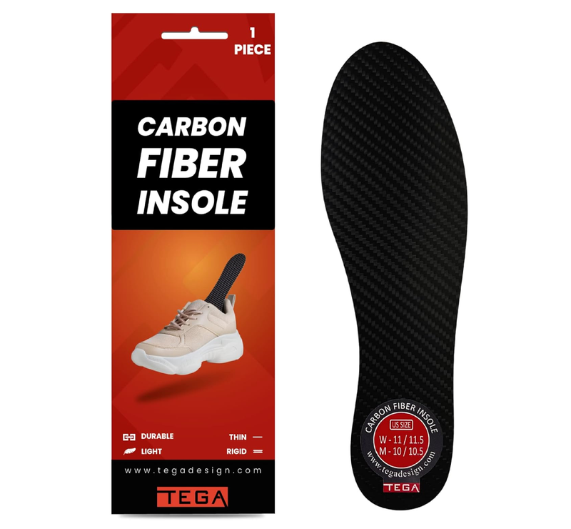 TEGA Carbon Fiber Insole (1 PC) - for Turf Toe, Foot Fractures, Hallux Rigidus and Limitus