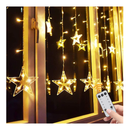 TOFU Star Curtain Lights, 138 Led 12 Stars Remote Window Curtain String Lights Plug in with 8 Flashing Modes Decoration for Christmas, Wedding, Bedroom, Party, Birthday, 7.3ft W, 3.3ft H, Warm White