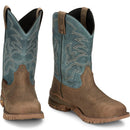 Tony Lama Men's 11" Roustabout Steel Toe Work Boot Mineral Blue (TW5008) - Front View